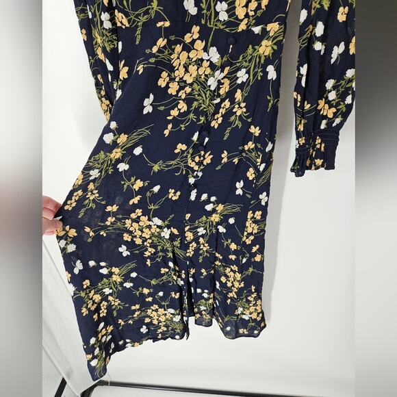 Reformation Navy Floral Bernadette High Neck Midi Dress 0 - Picture 4 of 9